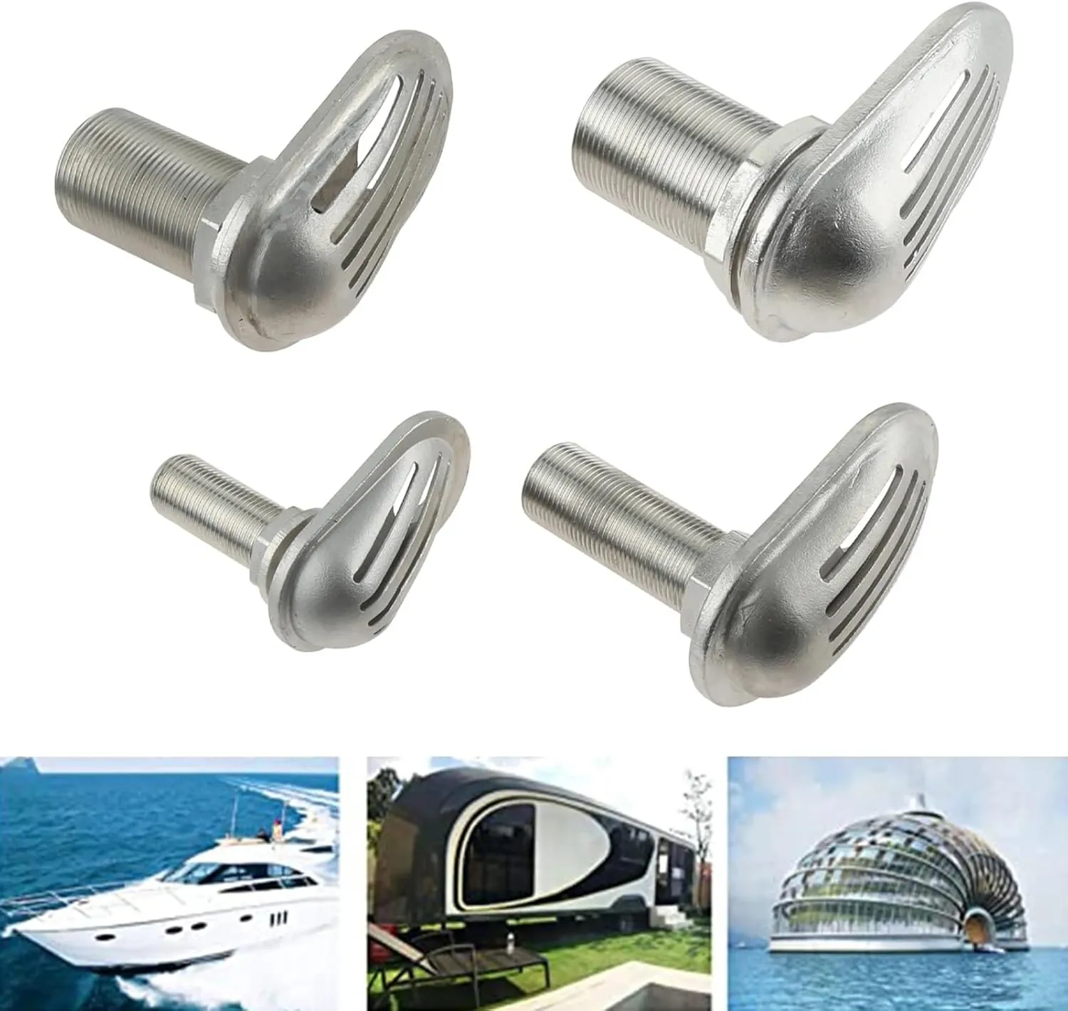 Marine 316 Stainless Steel Boats Intake Strainer Water Outlet Pipe Thru-Hull Pump Hose Inlet 1/2 3/4 1 1-1/4 1-1/2" Filter Scoop