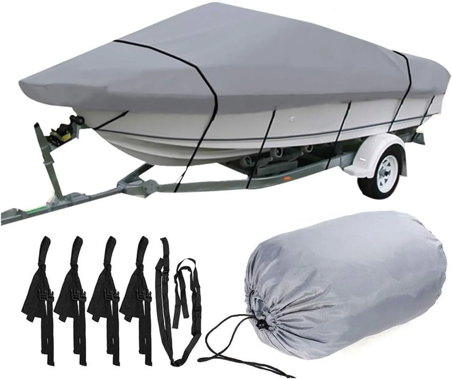 Marine Accessories Waterproof Yacht Boat Cover Outdoor Protection 600D Anti-Smashing Tear-Proof Sunshade Anti-UV Boat Cover(420x270cm)
