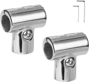 Marine Boat Hand Rail Detachable Tee for 7/8 inch (22 mm) or 1 inch (25.4 mm) Tubing, Heavy Duty 90 Degree 316 Stainless Steel Hinged Handrail Tee Fitting(2-Pack)