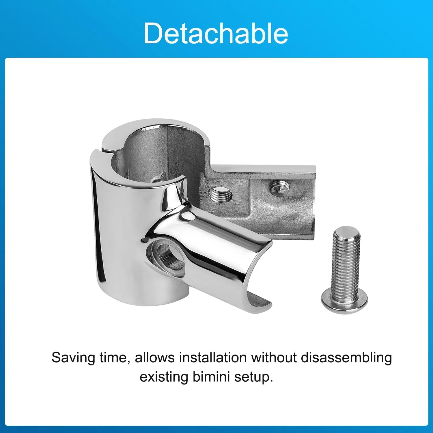 Marine Boat Hand Rail Detachable Tee for 7/8 inch (22 mm) or 1 inch (25.4 mm) Tubing, Heavy Duty 90 Degree 316 Stainless Steel Hinged Handrail Tee Fitting(2-Pack)