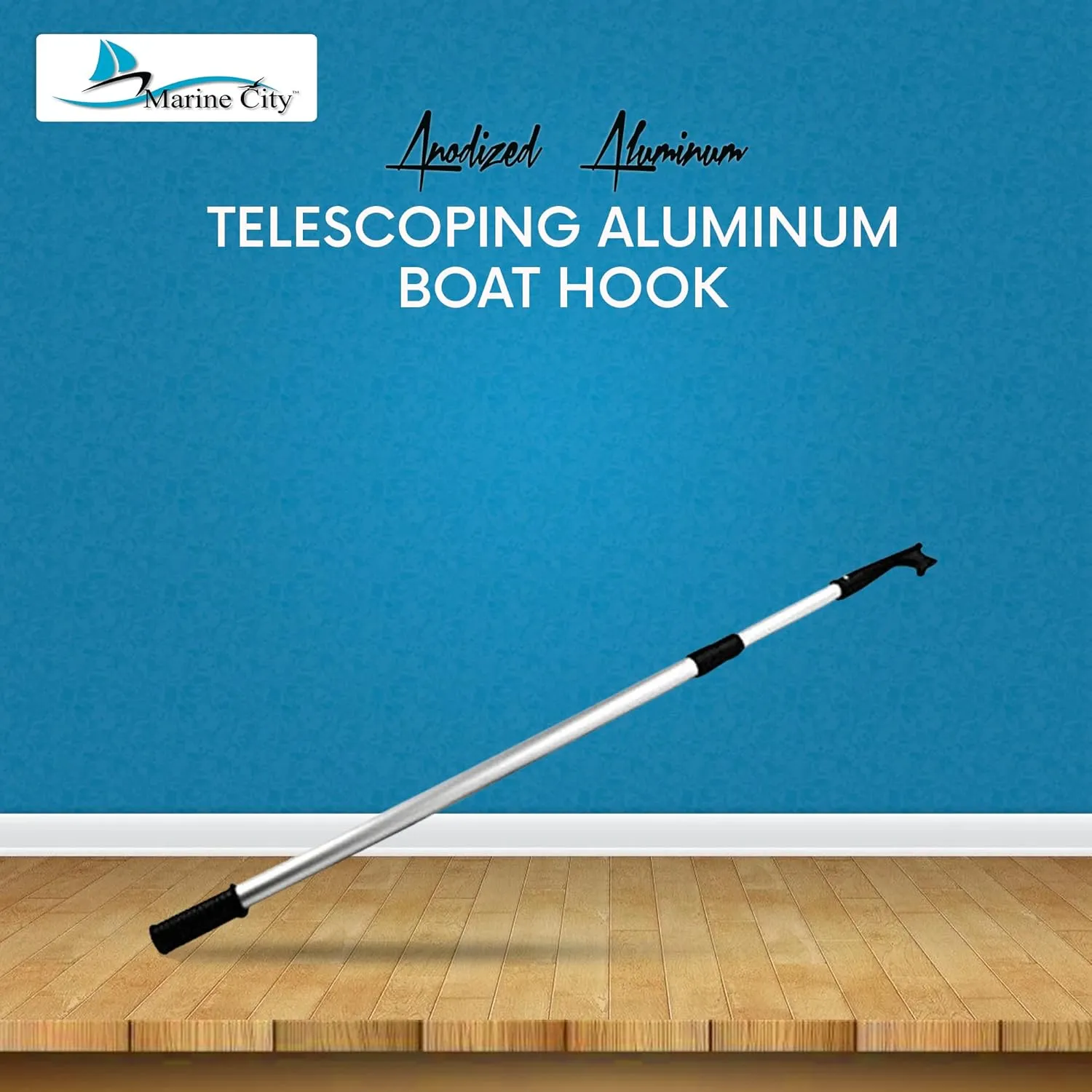 MARINE CITY Telescoping Boat Hook, Durable Anodized Aluminum, Floating Design, Adjustable, for Boats, Marines, Yachts, Kayaks