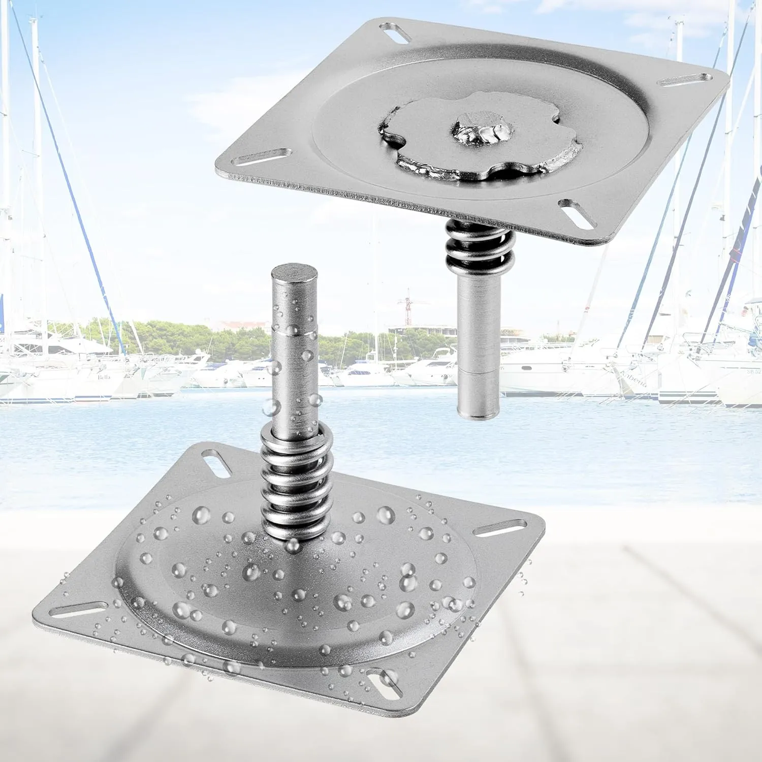 Marine-Grade Boat Seat Pin Mount,Swivel Base for 3/4" Pin,Shock-Absorbing Pedestal,Easy Install for Pontoon, Fishing, Jon, Bass Boats (2 Pack Silver)