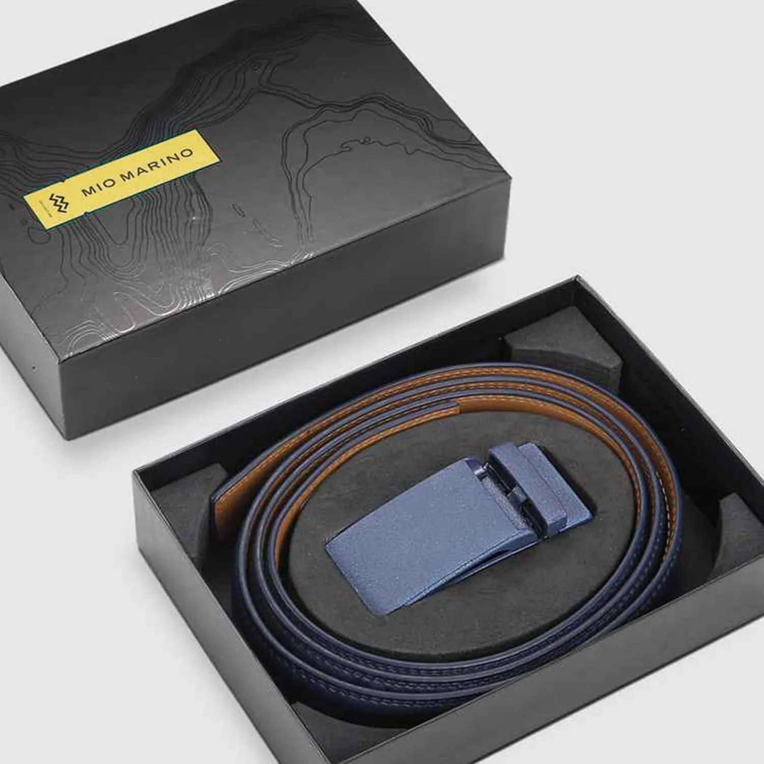 Marino Avenue Ratchet Belt for Men. Adjustable Leather Dress Belt with 38 Easy to Click Into Place Ratchet Closures.