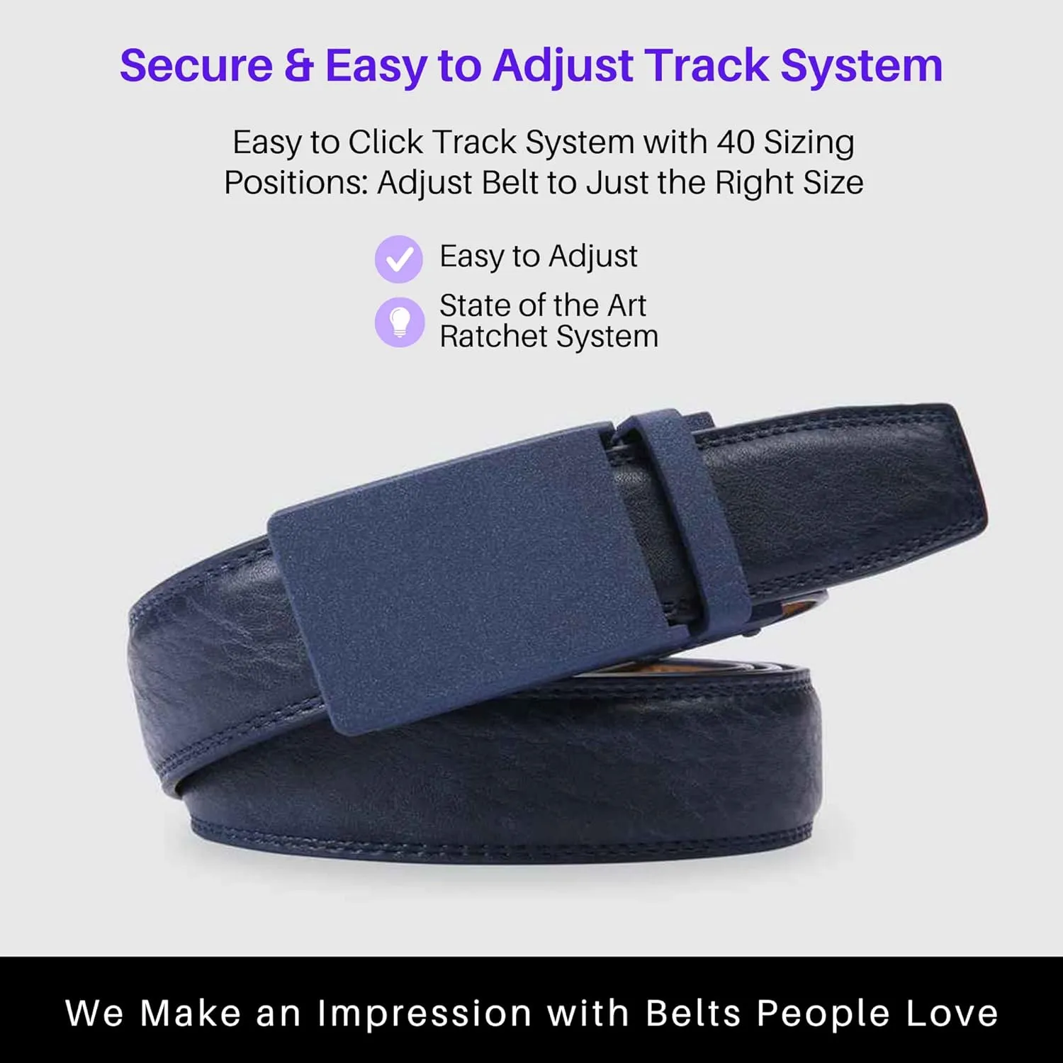 Marino Avenue Ratchet Belt for Men. Adjustable Leather Dress Belt with 38 Easy to Click Into Place Ratchet Closures.