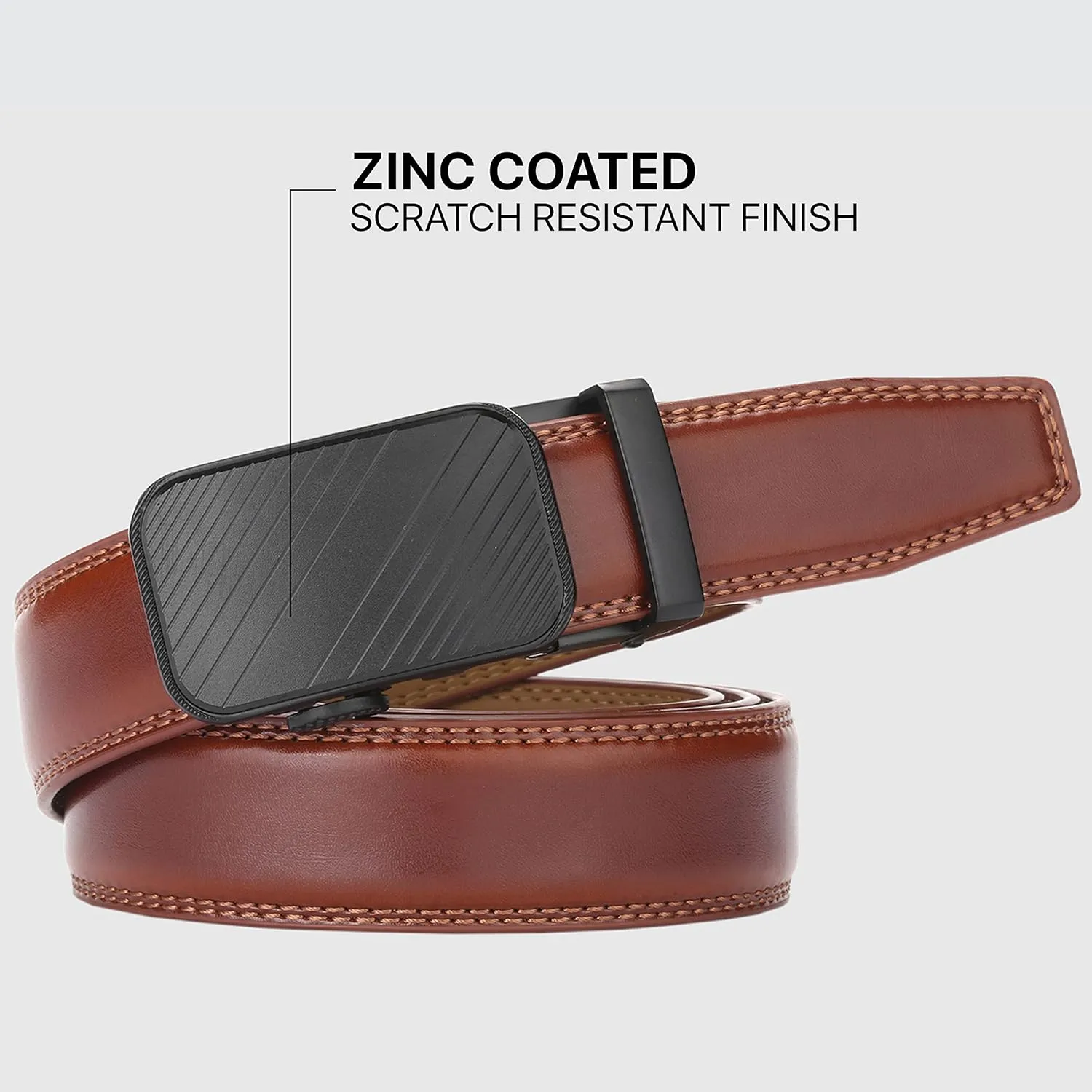 Marino Men’s Genuine Leather Ratchet Dress Belt With Automatic Buckle, Enclosed in an Elegant Gift Box