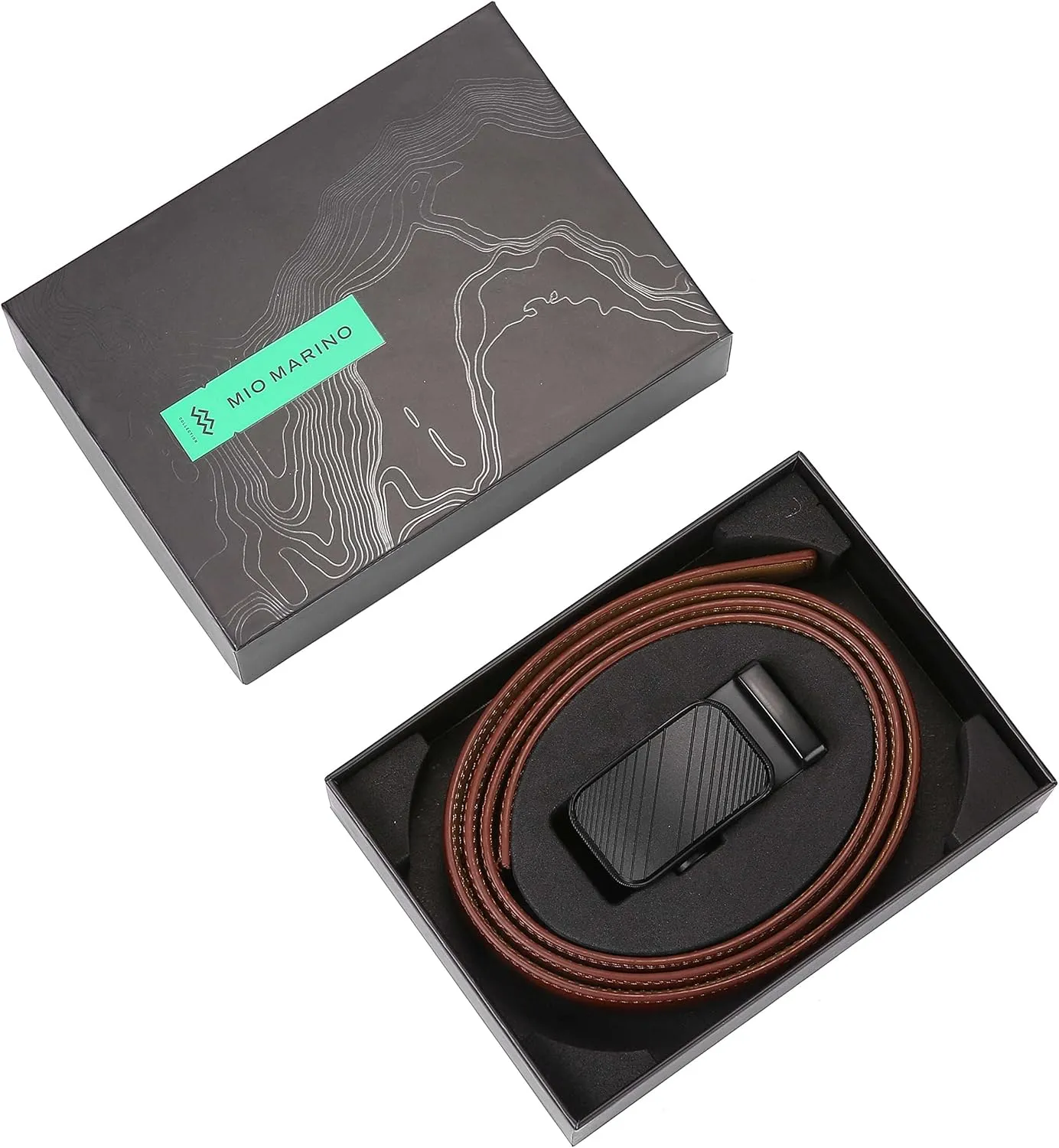 Marino Men’s Genuine Leather Ratchet Dress Belt With Automatic Buckle, Enclosed in an Elegant Gift Box