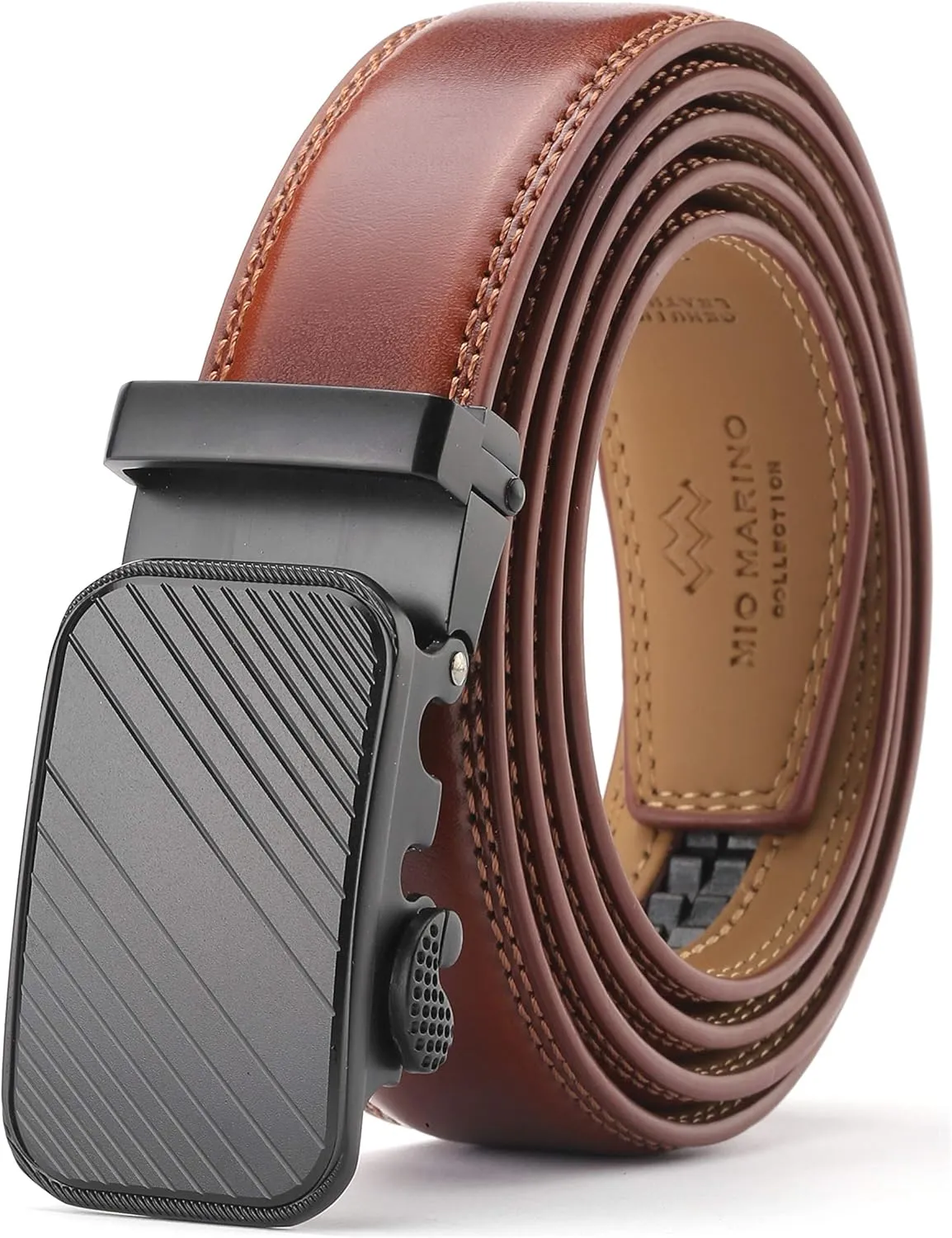 Marino Men’s Genuine Leather Ratchet Dress Belt With Automatic Buckle, Enclosed in an Elegant Gift Box