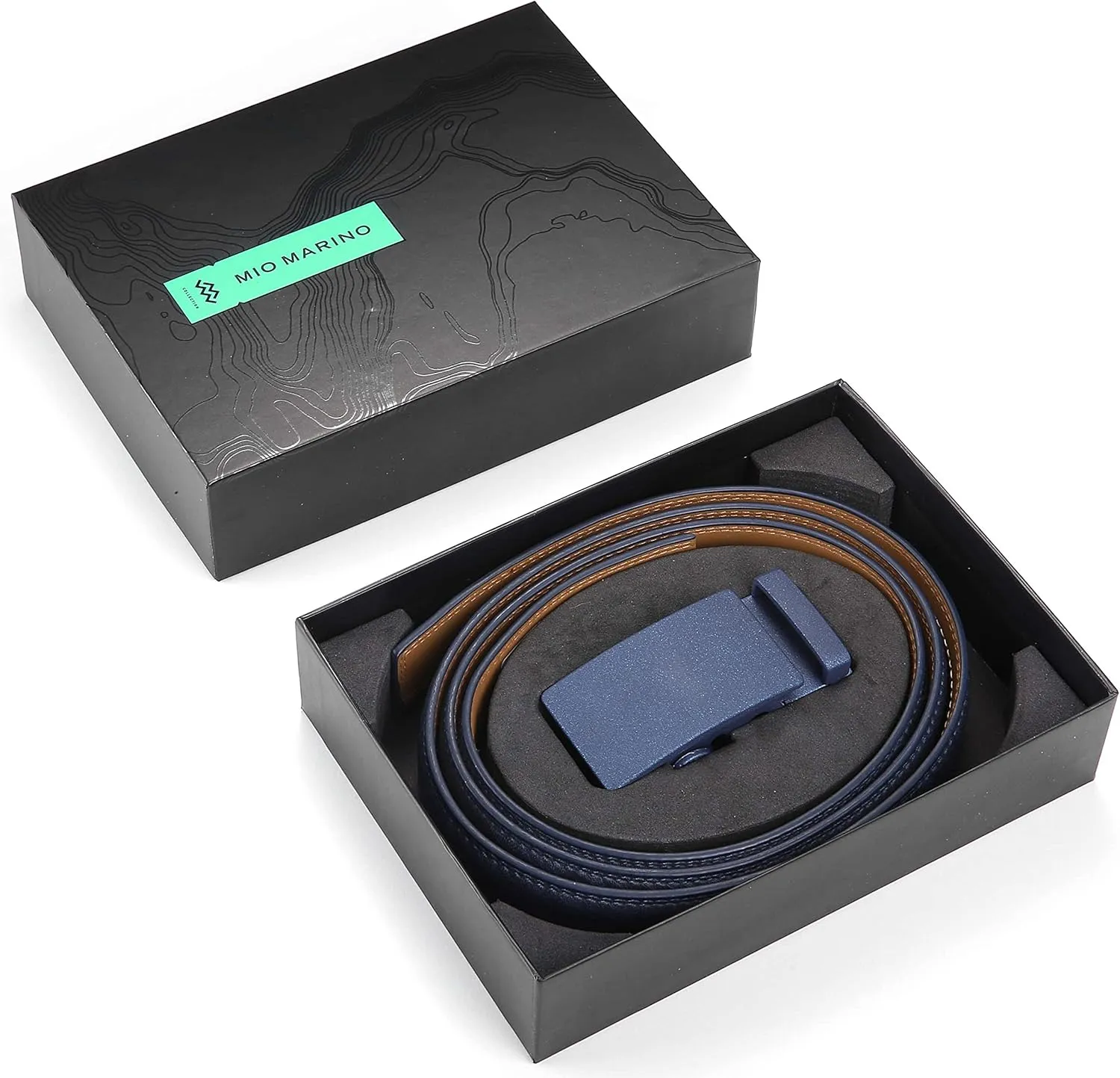 Marino Men’s Genuine Leather Ratchet Dress Belt With Automatic Buckle, Enclosed in an Elegant Gift Box