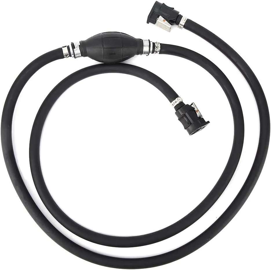 Maxmartt Boat Fuel Line 3/8in 7ft Boat Motor Fuel Gas Hose Fuel Line with Ball Pump Marine Gas Tank Fuel Line Assembly with Primer Bulb Connector for Marine Johnson