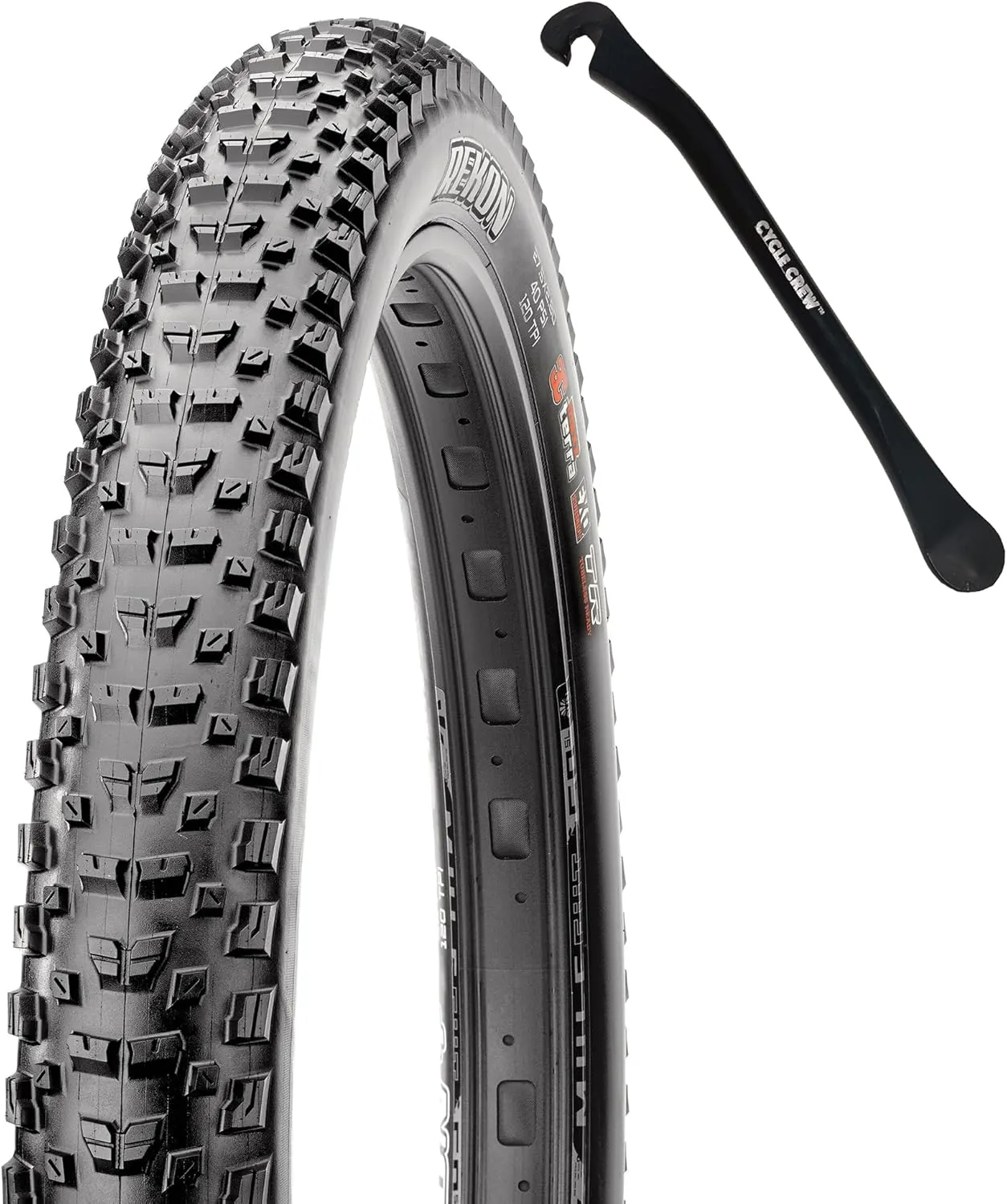 MAXXIS Rekon Mountain Bike Tire - 27.5" & 29" - Bundle with Cycle Crew Tire Lever