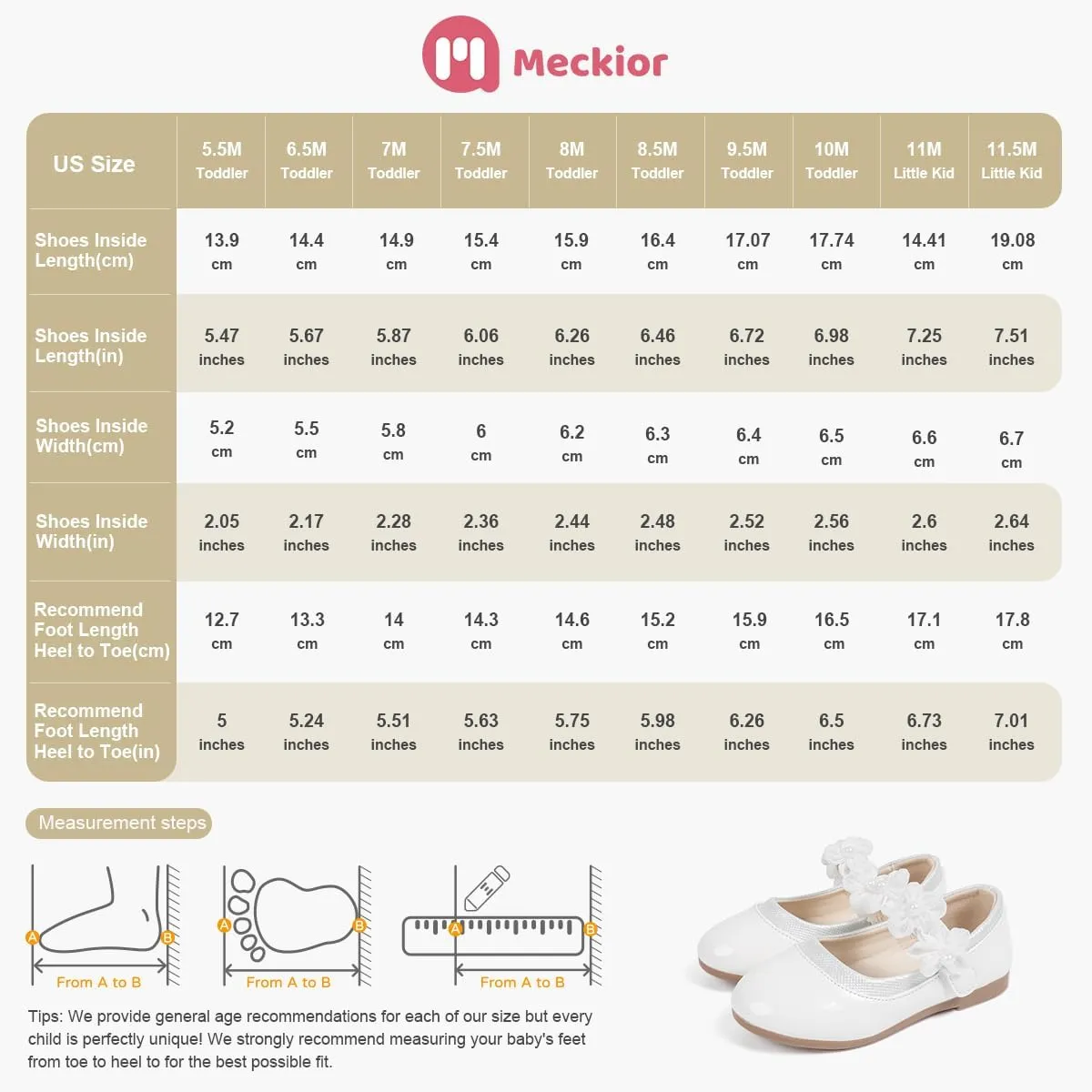 Meckior Toddler Little Girl Mary Jane Dress Shoes Ballet Flats for Girl Party School Shoes Bowknot Princess Shoes