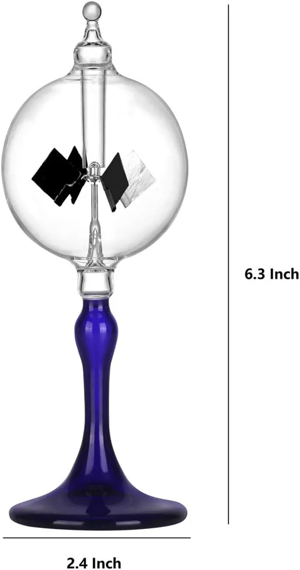 Medium Blue Solar Power Radiometer Crookes Spinning Vanes Glass Windmill Gift Home Desk Decoration M