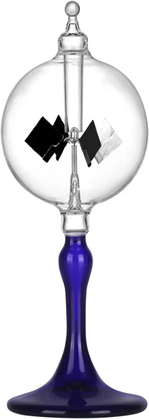 Medium Blue Solar Power Radiometer Crookes Spinning Vanes Glass Windmill Gift Home Desk Decoration M