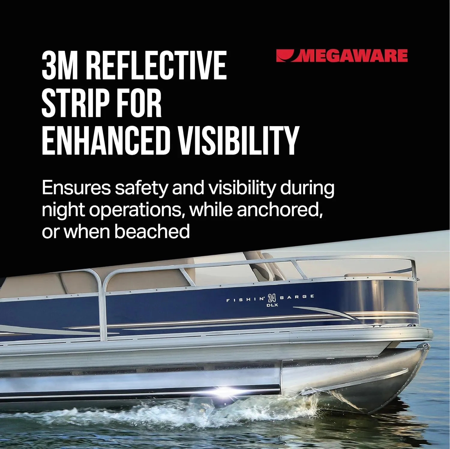 MEGAWARE KEELGUARD Pontoon Guard - Protects Exposed Areas of Your Pontoon from Dents and Scrapes - 3M Reflective Strip - Boat Tube and Log Bumper Guard - 40 Ft Kit - Pontoon up to 25 Ft (Gray)