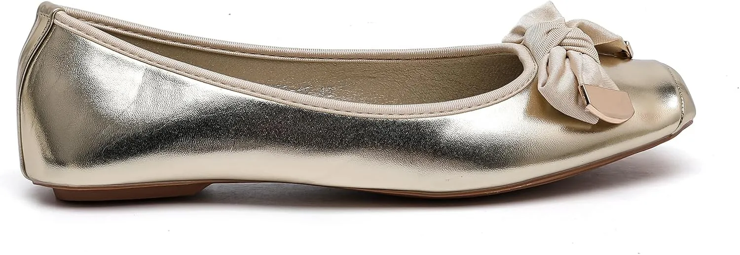 MEMON Women's Flats/Women Fashion Bowknot Flats/Ballet Flats for Women/Comfort Light Weight Slip-On Dress Shoes