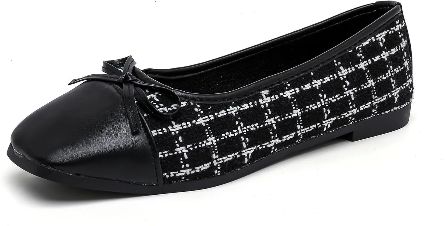 MEMON Women's Flats/Women Fashion Bowknot Flats/Ballet Flats for Women/Comfort Light Weight Slip-On Dress Shoes