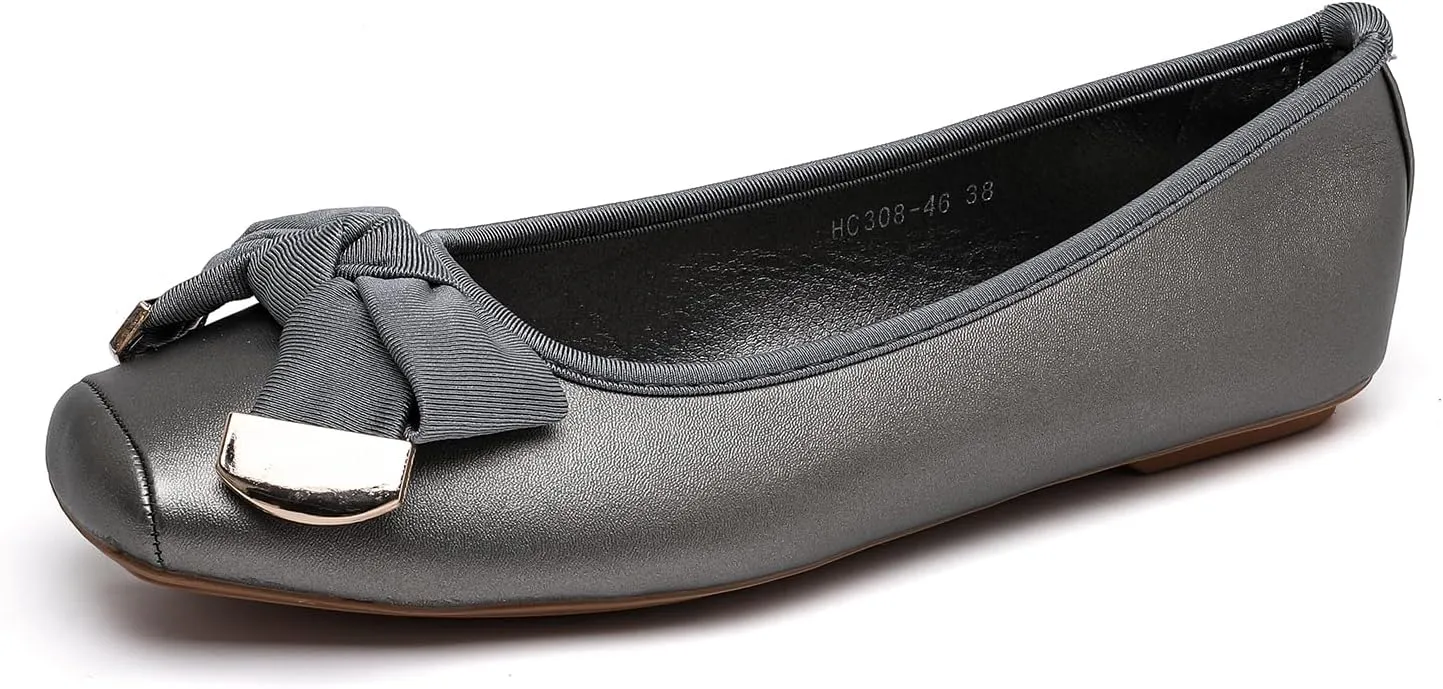 MEMON Women's Flats/Women Fashion Bowknot Flats/Ballet Flats for Women/Comfort Light Weight Slip-On Dress Shoes