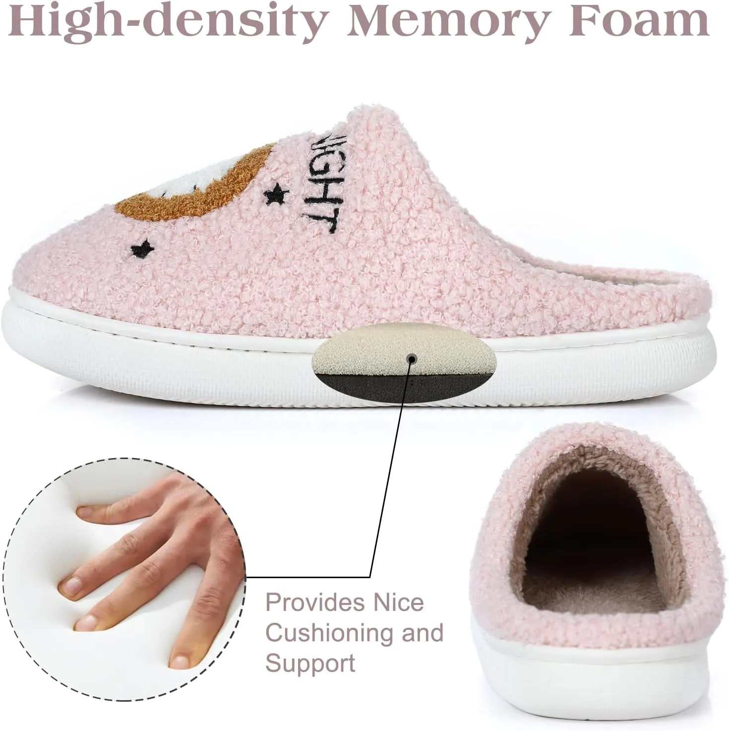 Menore Meet Me At Midnight Slippers for Womens Mens Soft Warm Fuzzy House Slides Memory Foam Lightweight Slip-on Slippers Indoor Outdoor