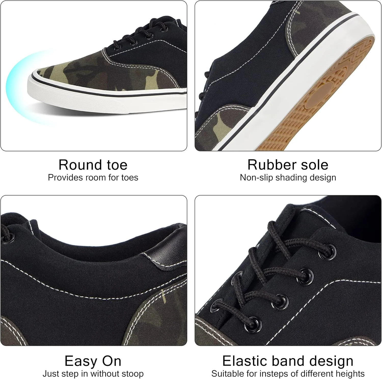 Men's Black Classic Low Top Shoes Canvas Fashion Sneaker with Soft Insole Causal Dress Shoes for Men Comfortable Walking Shoes
