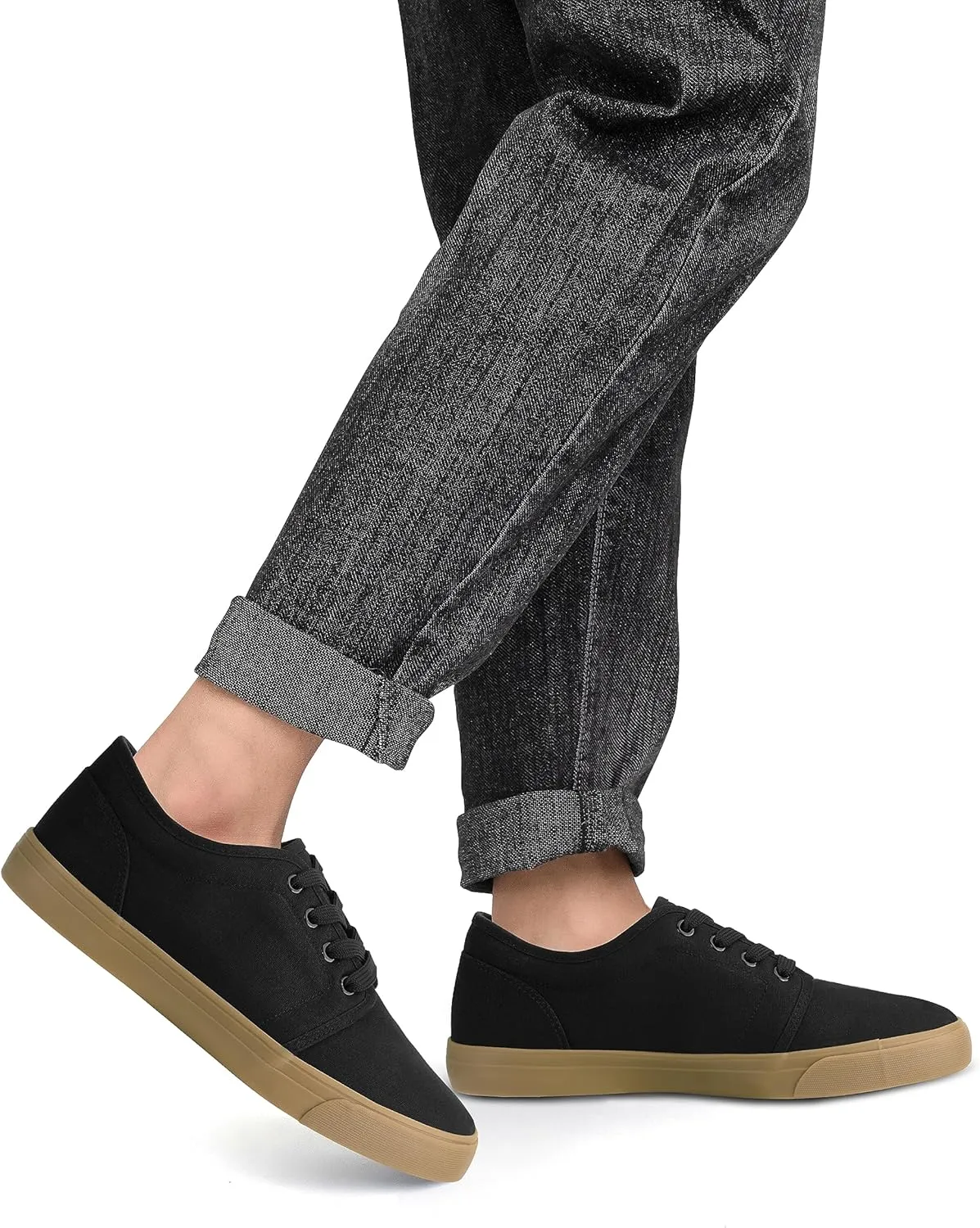 Men's Black Classic Low Top Shoes Canvas Fashion Sneaker with Soft Insole Causal Dress Shoes for Men Comfortable Walking Shoes