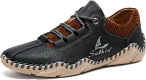 Mens Casual Shoes Fashion Sneakers Leather Oxfords Work Shoe Sneaker for Men Driving Loafers Shoes Slip On Flat Loafers Boat Shoes Moccasins Lightweight Soft Comfort Lace up Hand Stitching Ankle Boots