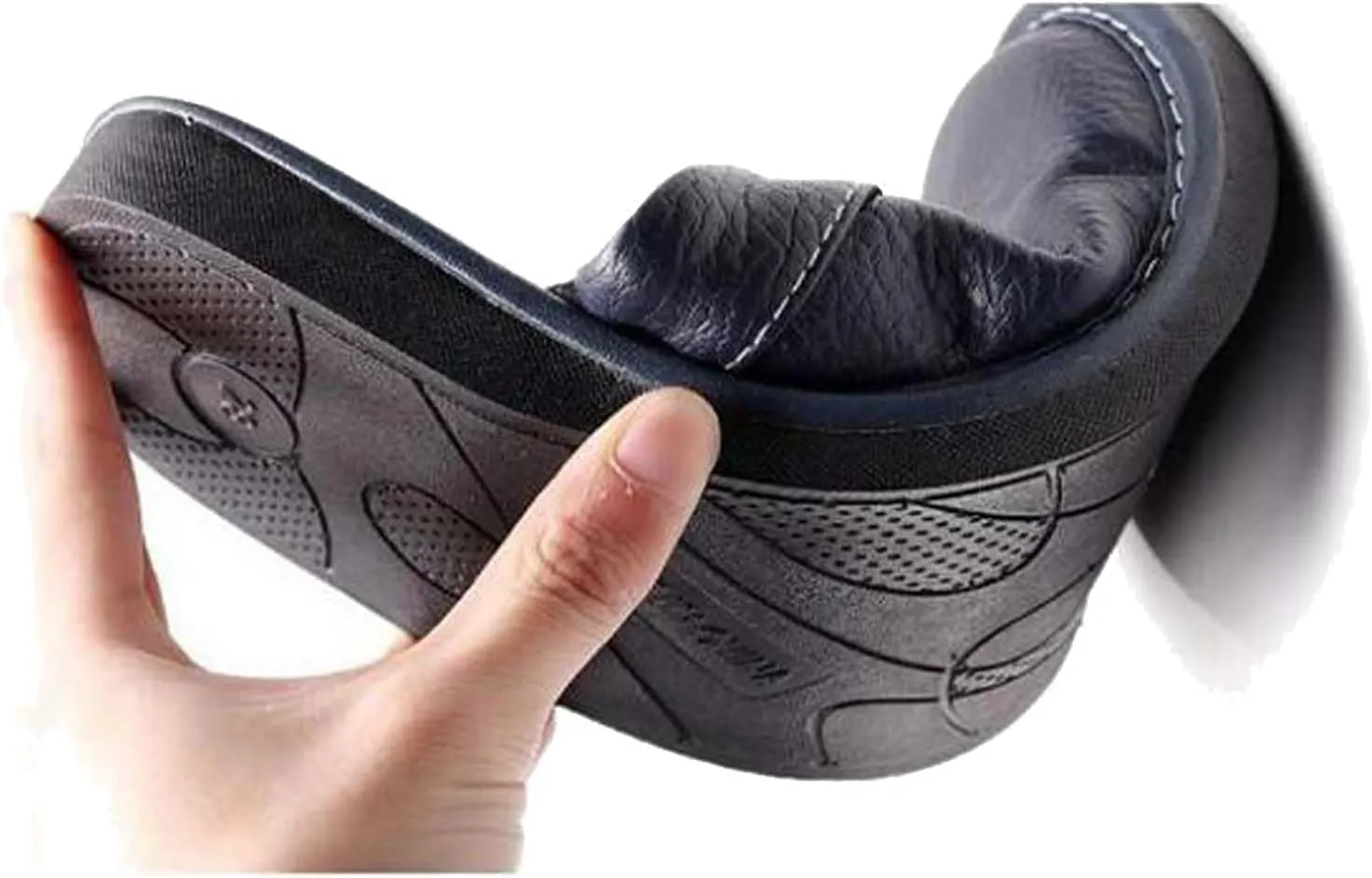Men's Comfortable Round Toe Non-slip Soft Slippers Genuine Leather Slippers House Slip-on Shoes Office Bedroom Home Slippers