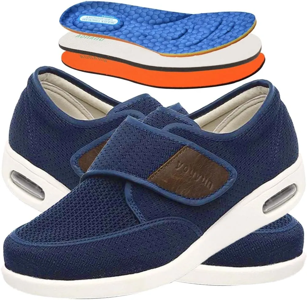 Men's Diabetic Shoes - Extra Wide Trainers for Swollen Feet - Comfortable Slip-On Sneakers with Arch Support