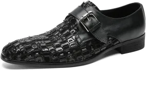 Mens Dress Shoes, Loafers Handmade Cowhide Slip on Casual Business Shoes Slip on Buckle Low Top Soft Bottom Pointed Toe Breathable Suit Shoes