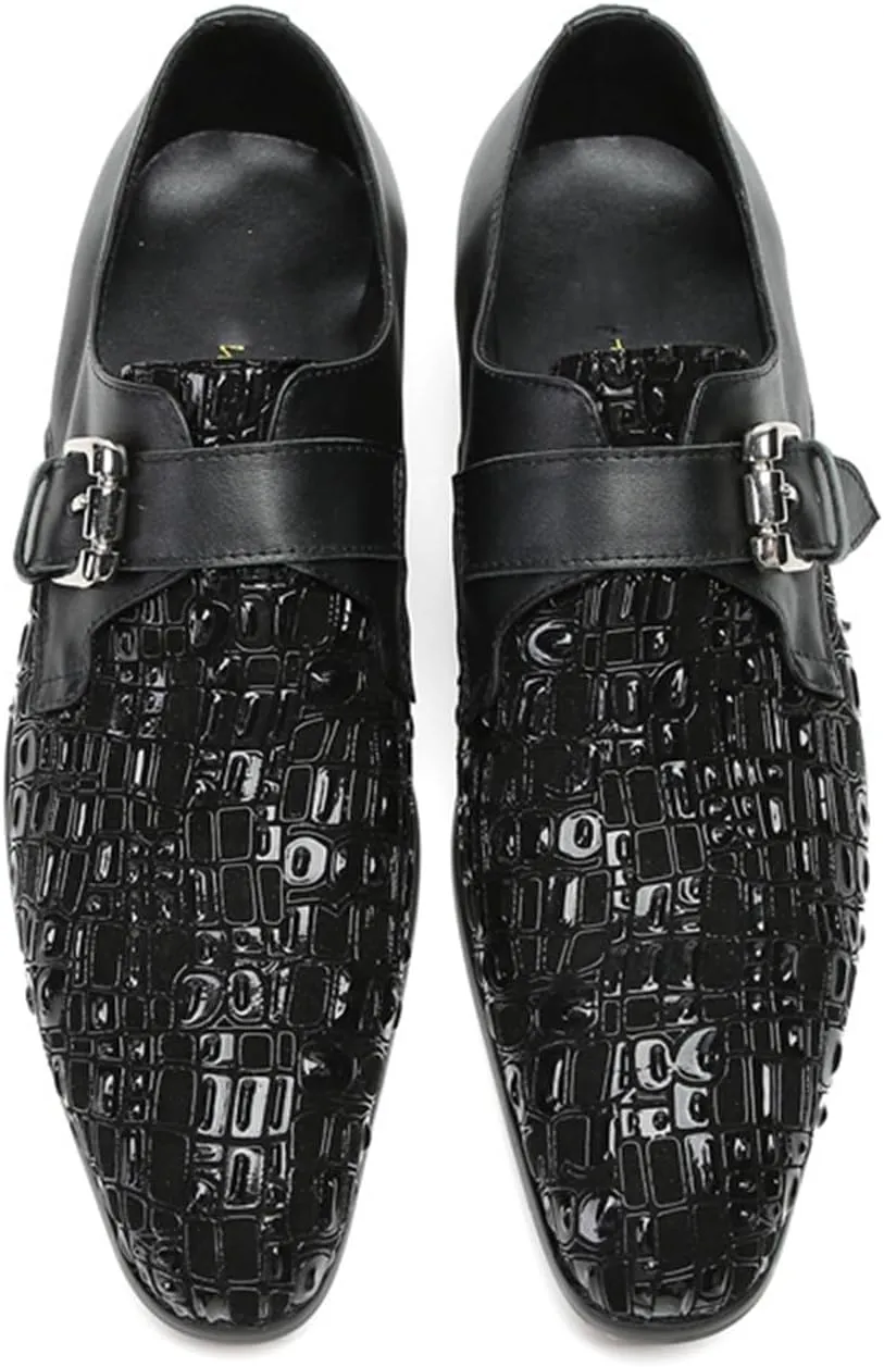 Mens Dress Shoes, Loafers Handmade Cowhide Slip on Casual Business Shoes Slip on Buckle Low Top Soft Bottom Pointed Toe Breathable Suit Shoes