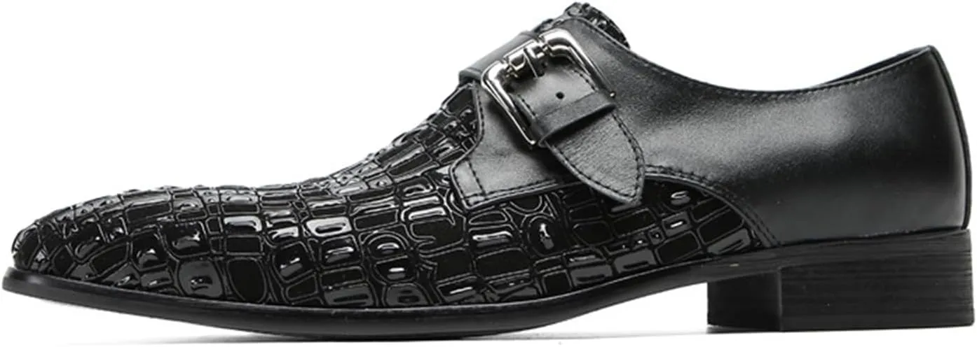 Mens Dress Shoes, Loafers Handmade Cowhide Slip on Casual Business Shoes Slip on Buckle Low Top Soft Bottom Pointed Toe Breathable Suit Shoes