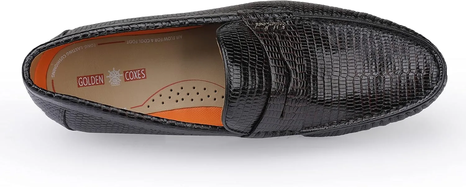 Men's Genuine Leather Loafers Crocodile Printed Slip On Soft Driving Dress Shoes