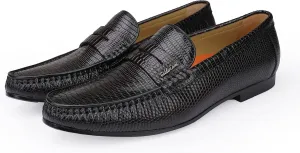Men's Genuine Leather Loafers Crocodile Printed Slip On Soft Driving Dress Shoes