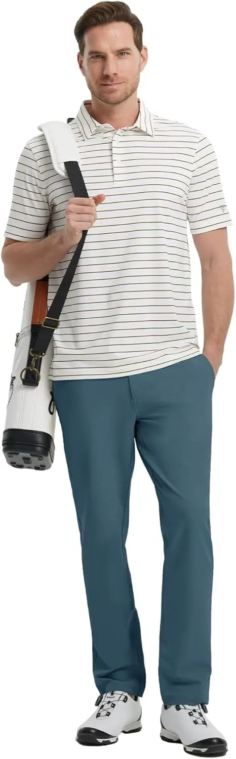 Mens Golf Pants Stretch 30"/32"/34" Water-Resistant Lightweight Stretch Casual Flat Front Dress Pants with 5 Pockets