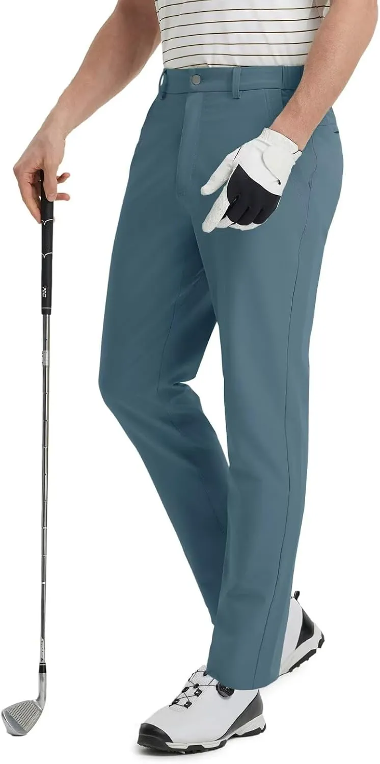 Mens Golf Pants Stretch 30"/32"/34" Water-Resistant Lightweight Stretch Casual Flat Front Dress Pants with 5 Pockets