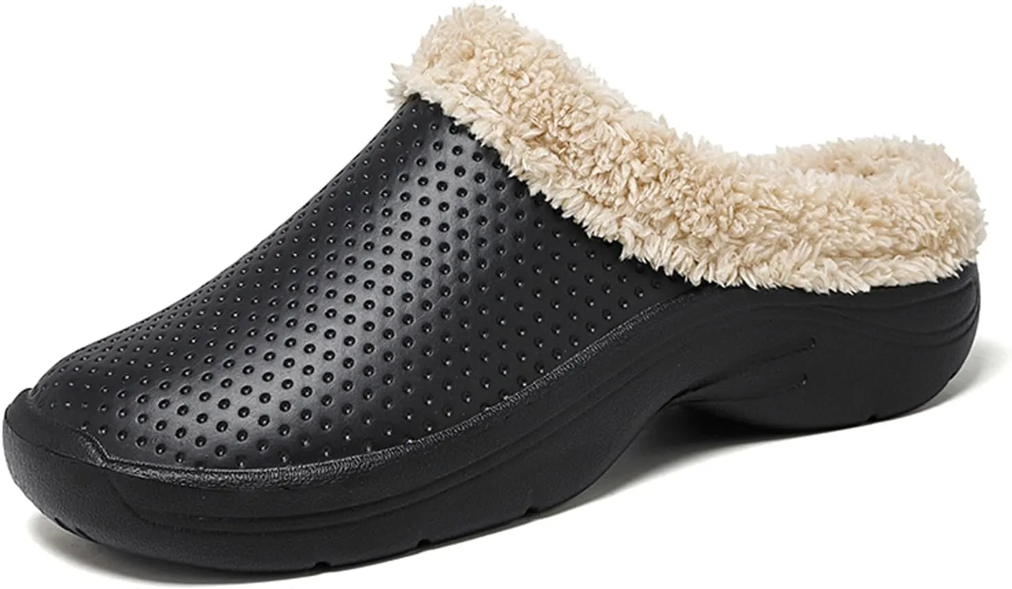 Men’s Lined Clogs Women’s Winter Fuzzy Slippers Waterproof Fur Lined Clogs Slip On Room Shoes Non-Slip Garden Shoes