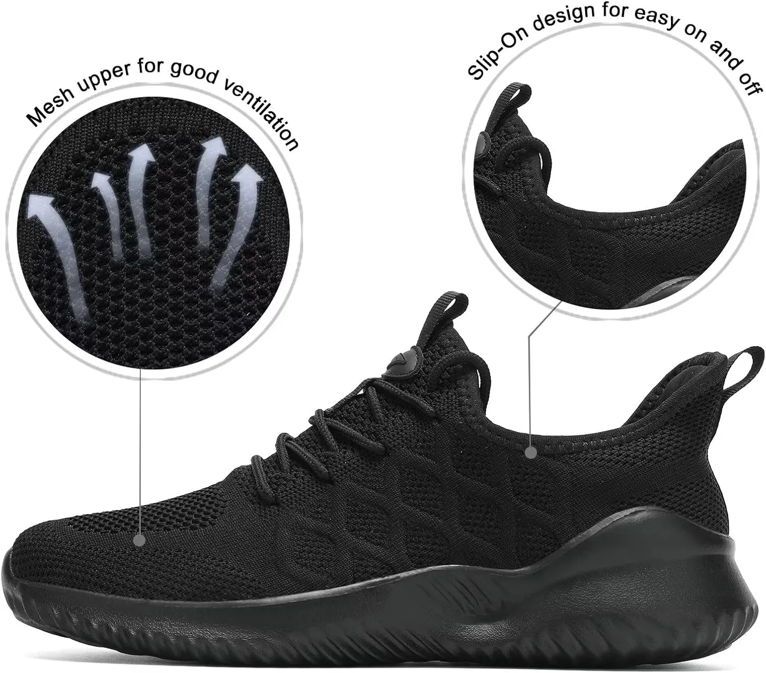 Mens Running Shoes Slip-on Walking Tennis Sneakers Lightweight Breathable Casual Soft Sole Mesh Workout Sports Shoes