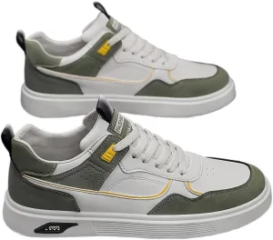 Men's Skateboarding Shoes Casual Lace-up Sneakers - Solid Color Low Top PU Trainers, All-Season Round Toe Footwear with Fabric Inner, for Everyday Wear