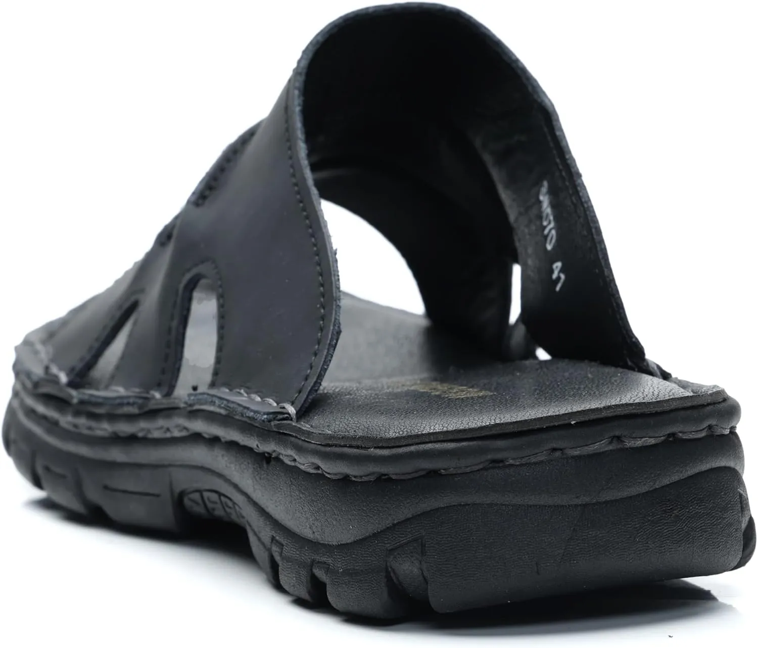 Men's Slide Sandal Summer Leather Slipper Outdoor Slip on with Soft Comfy Arch Support