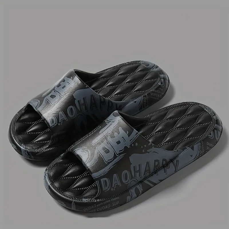 Men's Women Kids Trendy Flower Print Slip On Platform Slides, Unisex Casual Open Toe Anti-Skid Slippers for Indoor Outdoor Bathroom