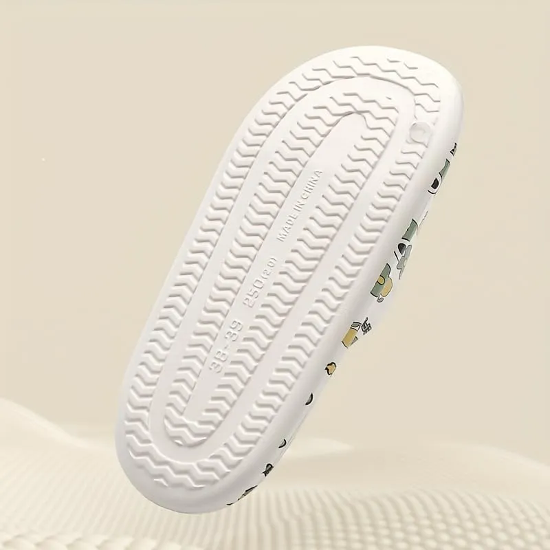 Men's Women Kids Trendy Flower Print Slip On Platform Slides, Unisex Casual Open Toe Anti-Skid Slippers for Indoor Outdoor Bathroom