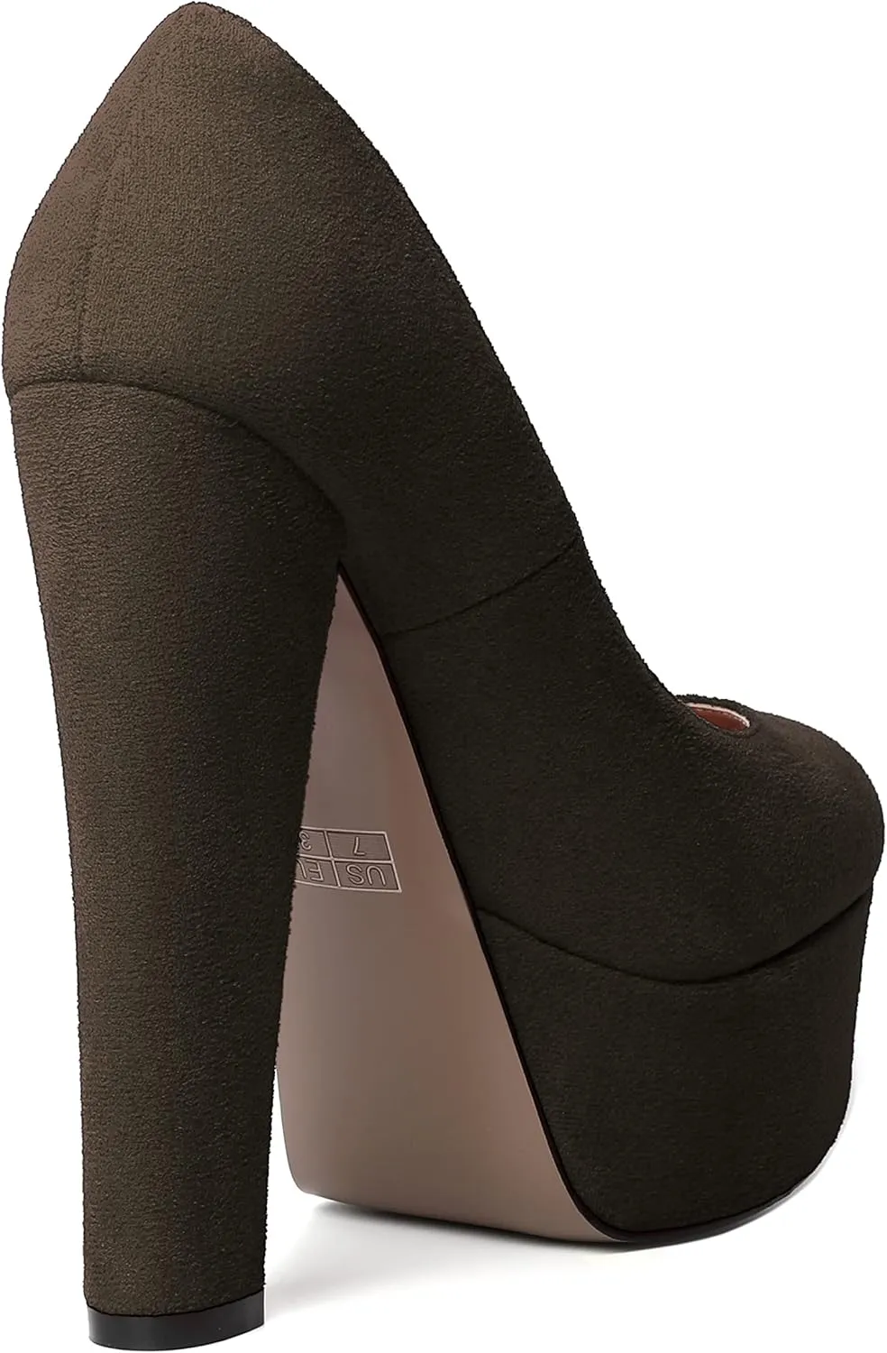 MERRORI Womens Evening Slip On Sexy Round Toe Suede Platform Chunky High Heel Pumps Shoes 6 Inch