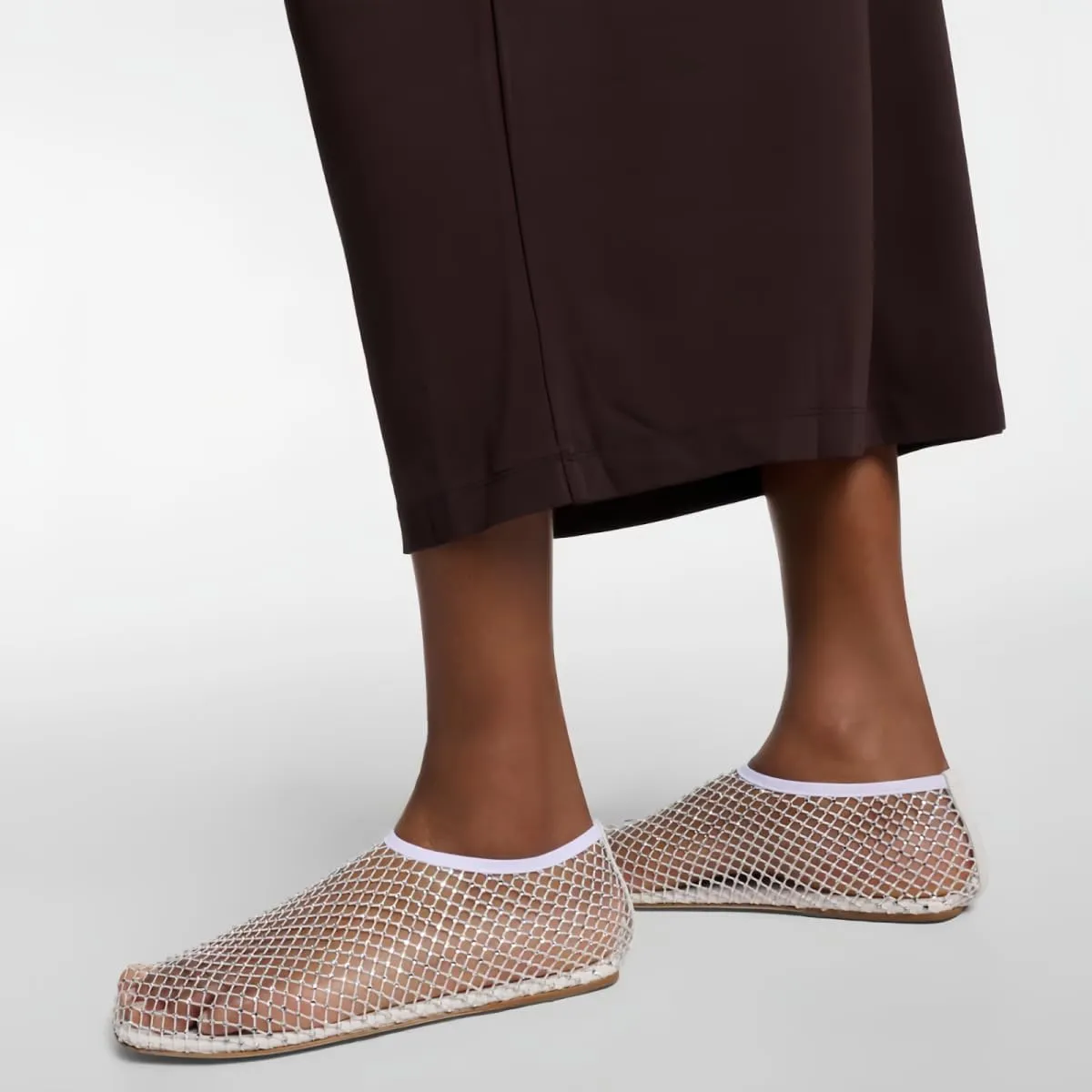 Mesh Ballet Flats Round Toe Shiny Gem Mesh Flats Rhinestone Short Boots Sexy Sandals Cutout Sparkly Comfortable Beach Casual Dress Flats for Women