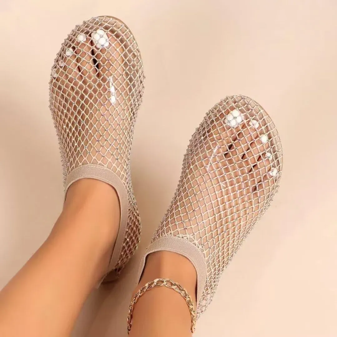 Mesh Ballet Flats Shoes for Women Buckle Strap Mary Jane Flats