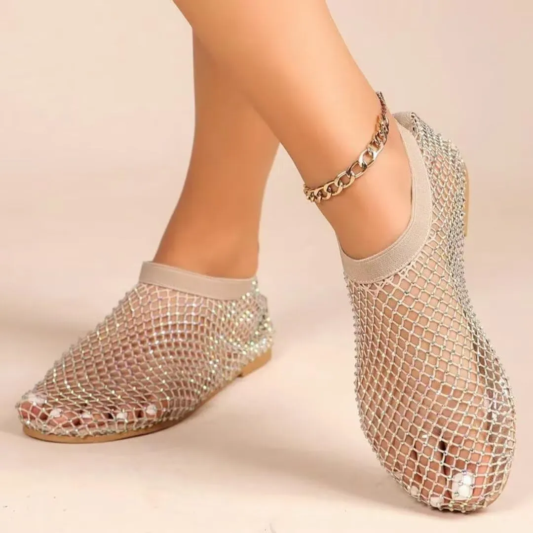 Mesh Ballet Flats Shoes for Women Buckle Strap Mary Jane Flats