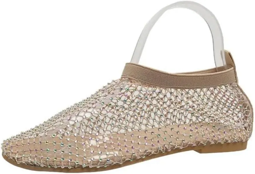 Mesh Ballet Flats Shoes for Women Buckle Strap Mary Jane Flats