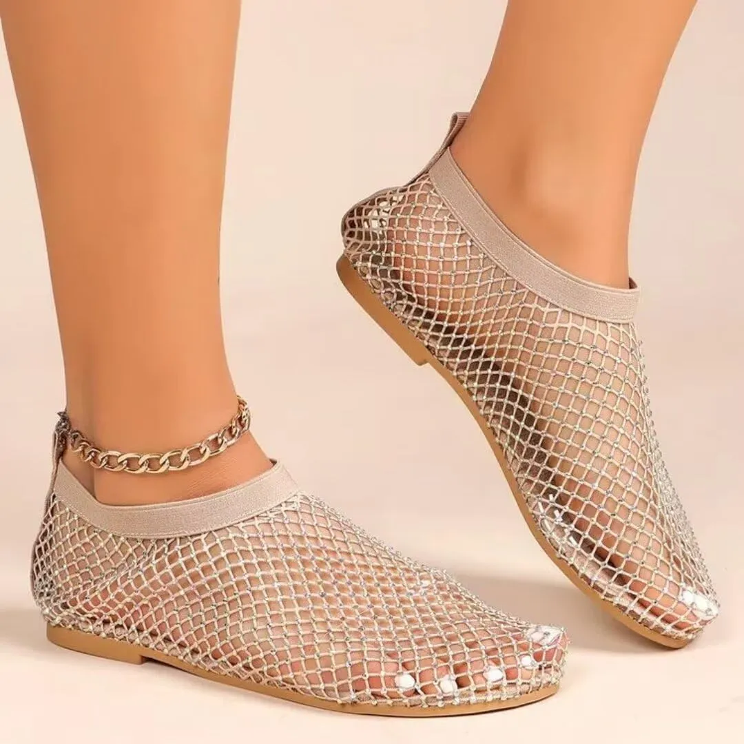 Mesh Ballet Flats Shoes for Women Buckle Strap Mary Jane Flats