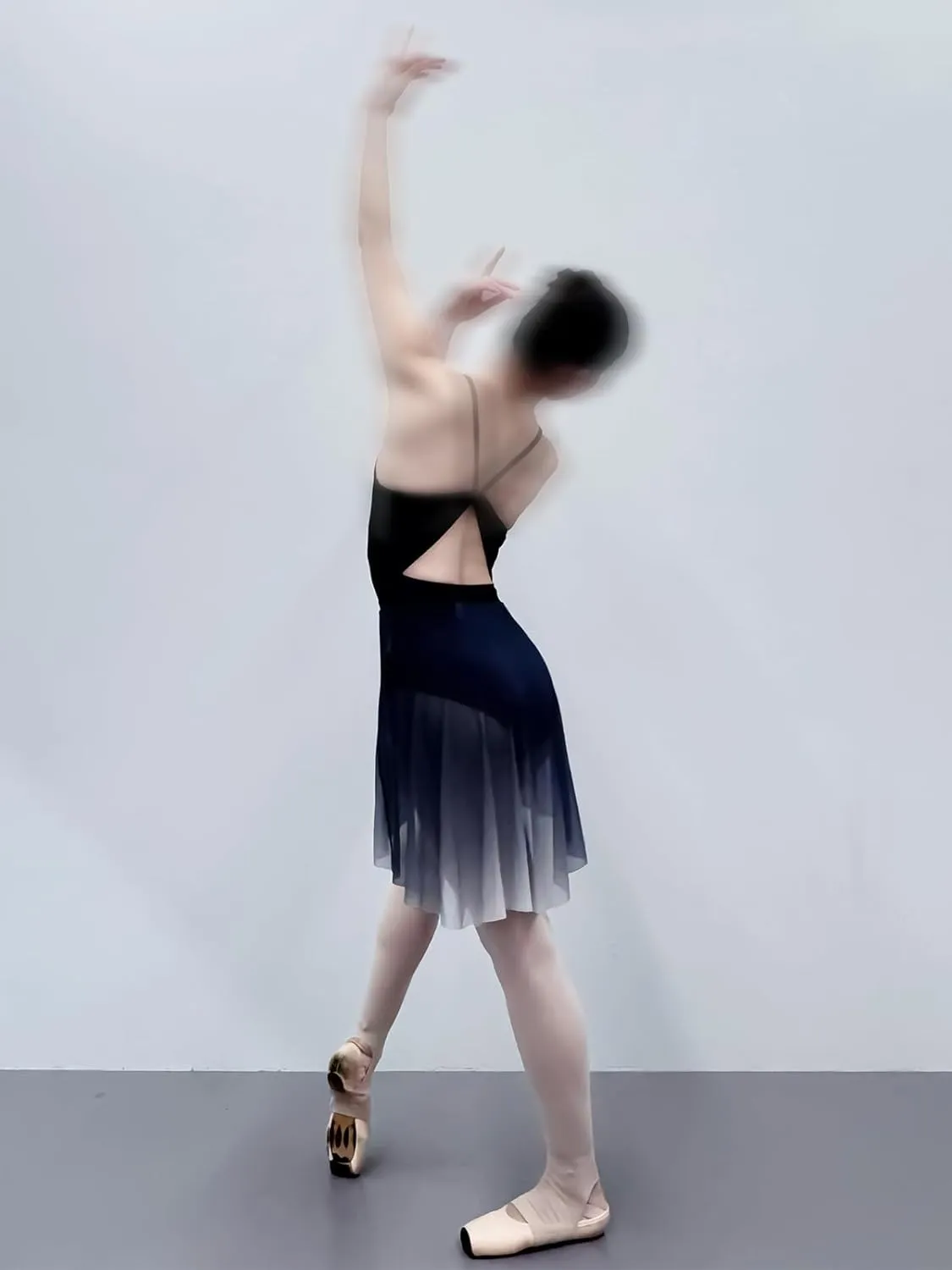 Mesh Ballet Skirt Gradient Color Pull-On Elastic Waistband