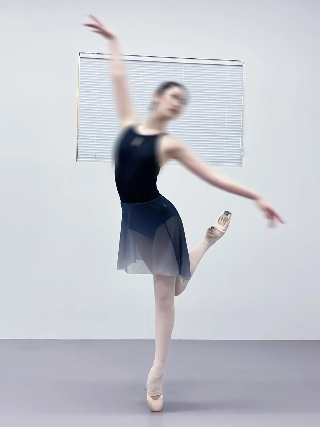 Mesh Ballet Skirt Gradient Color Pull-On Elastic Waistband