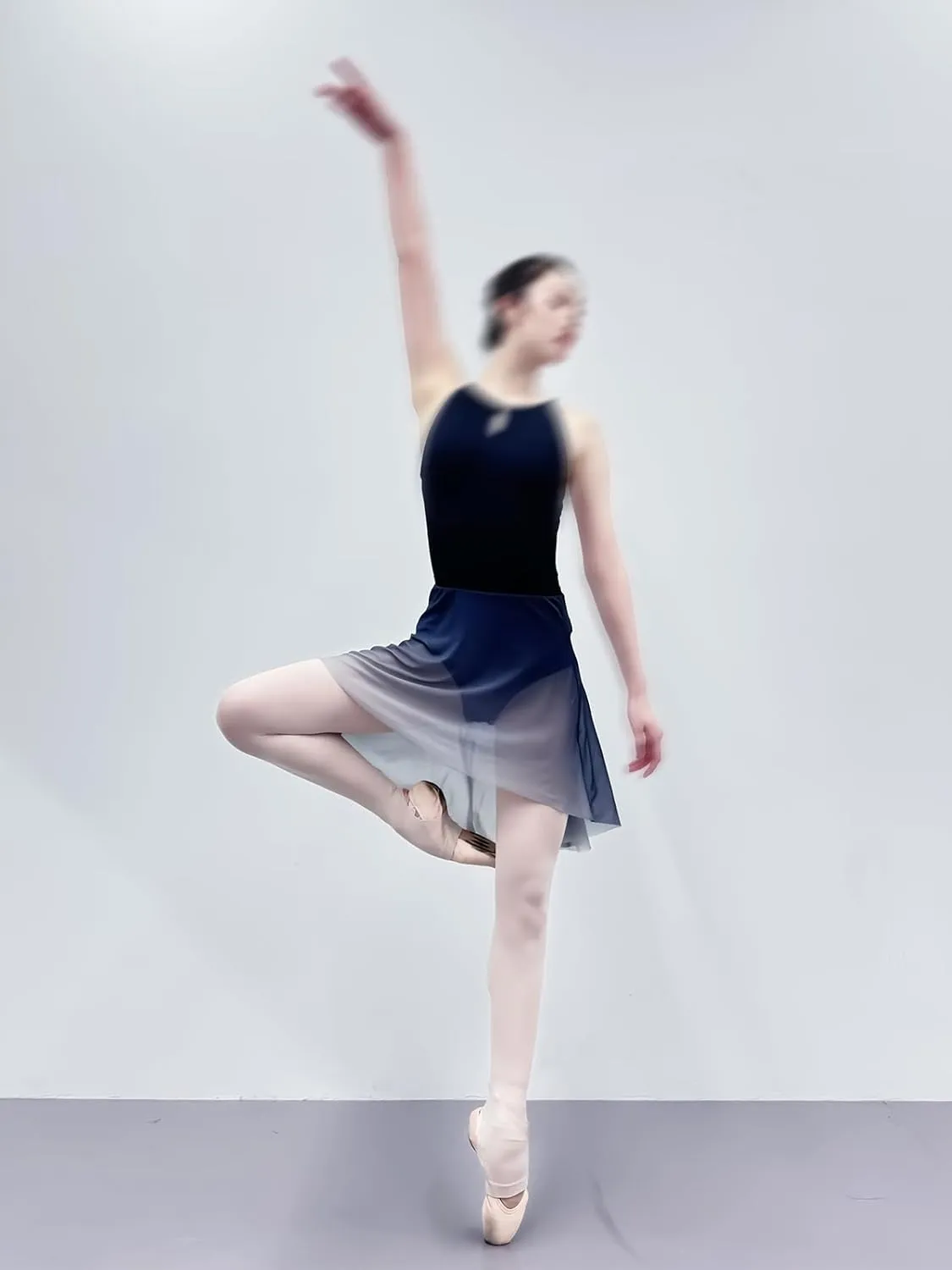 Mesh Ballet Skirt Gradient Color Pull-On Elastic Waistband