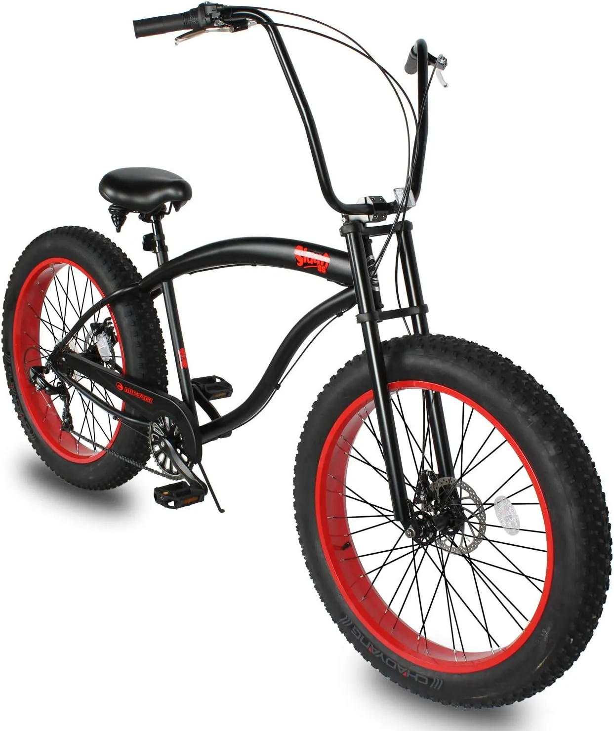 MICARGI SLUGO Fat Tire Cruiser Bike for Mens & Women,Chopper Stretch Bike with Hi-Ten Steel Frame 1/7-Speed Disc Brake, Complete Cruiser Bicycle for Adults Multi-Color